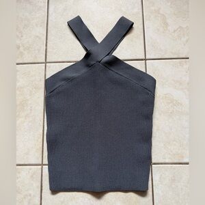 Aritzia Babaton Gray Sculpt Knit Halter Top